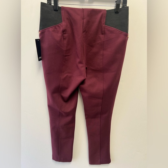 JONES NEW YORK PONTE KNIT PULL ON PANTS W/ELASTIC INSETS SIZE LARGE MERLOT COLOR - Picture 3 of 10